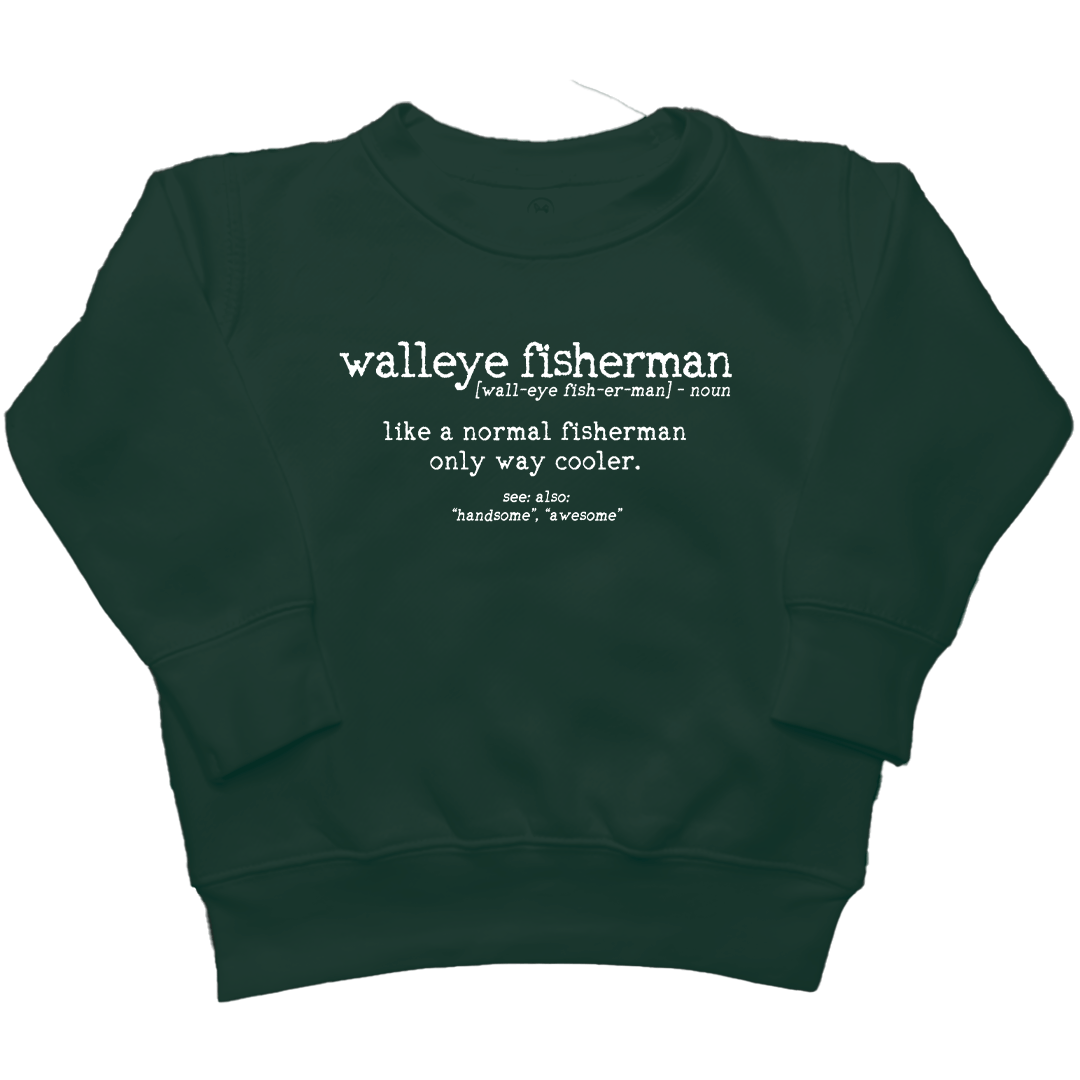 Walleye Fisherman Definition Kids Crew Neck Sweatshirt - Muddy Boots Clothing - Crew Neck Sweatshirt