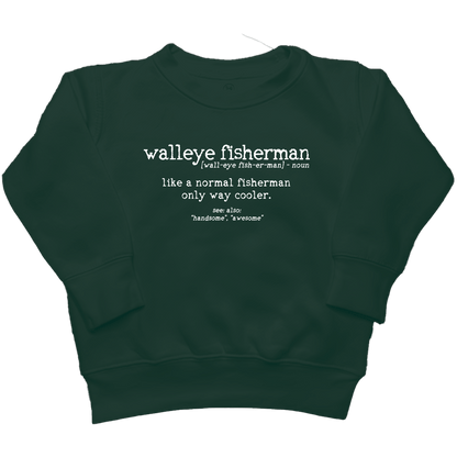Walleye Fisherman Definition Kids Crew Neck Sweatshirt - Muddy Boots Clothing - Crew Neck Sweatshirt