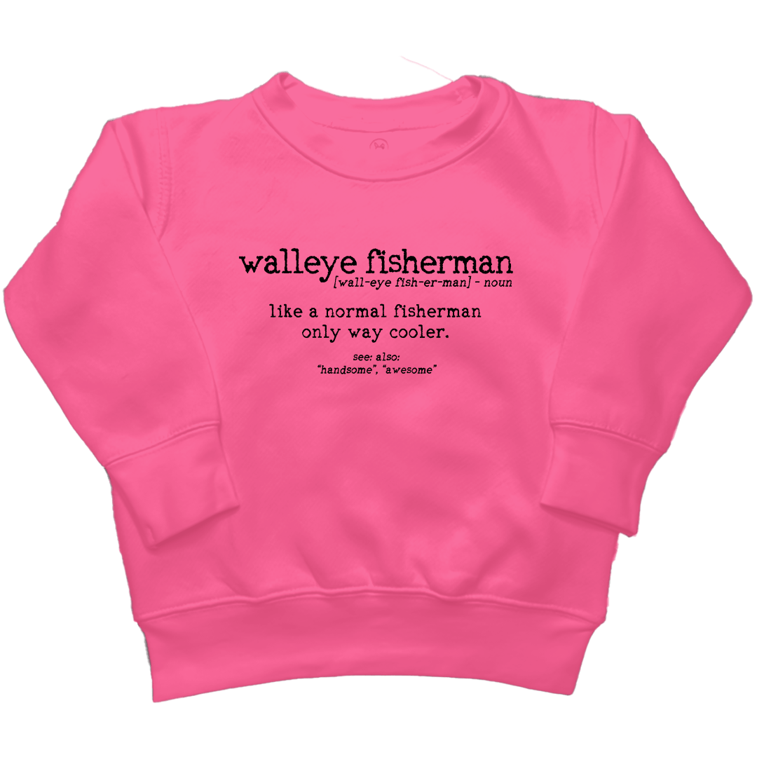 Walleye Fisherman Definition Kids Crew Neck Sweatshirt - Muddy Boots Clothing - Crew Neck Sweatshirt