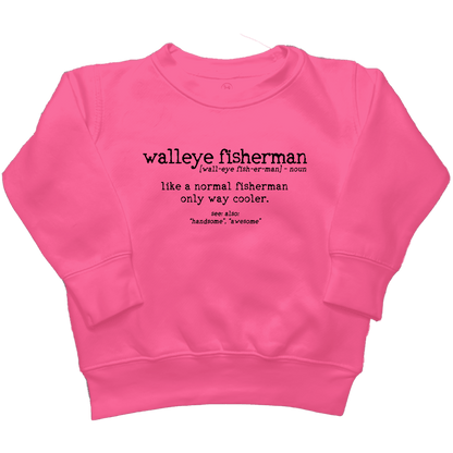 Walleye Fisherman Definition Kids Crew Neck Sweatshirt - Muddy Boots Clothing - Crew Neck Sweatshirt