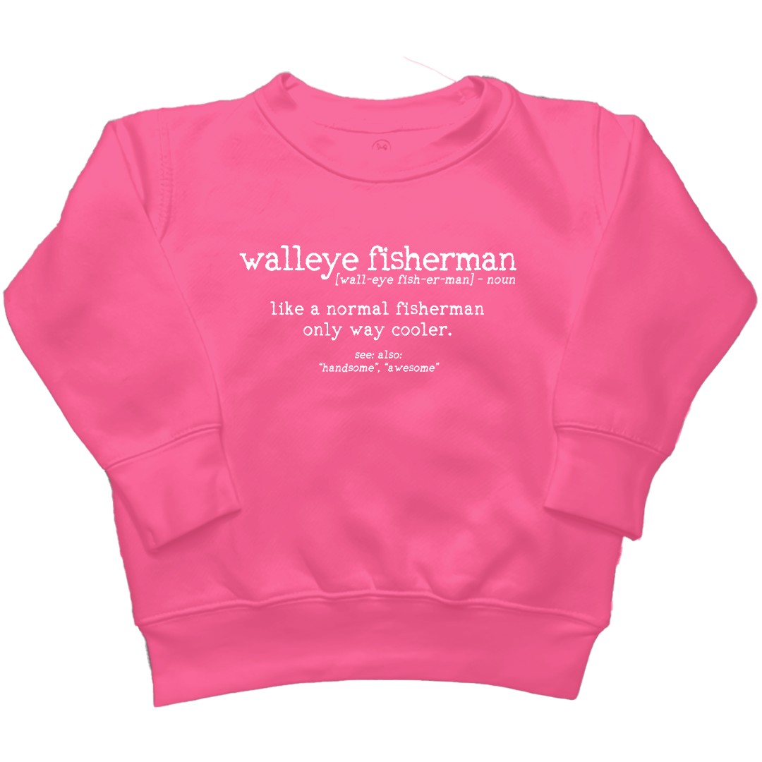 Walleye Fisherman Definition Kids Crew Neck Sweatshirt - Muddy Boots Clothing - Crew Neck Sweatshirt