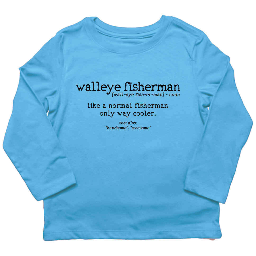 Walleye Fisherman Definition Kids Long Sleeve Tee - Muddy Boots Clothing - Long Sleeve Tee