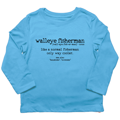 Walleye Fisherman Definition Kids Long Sleeve Tee - Muddy Boots Clothing - Long Sleeve Tee