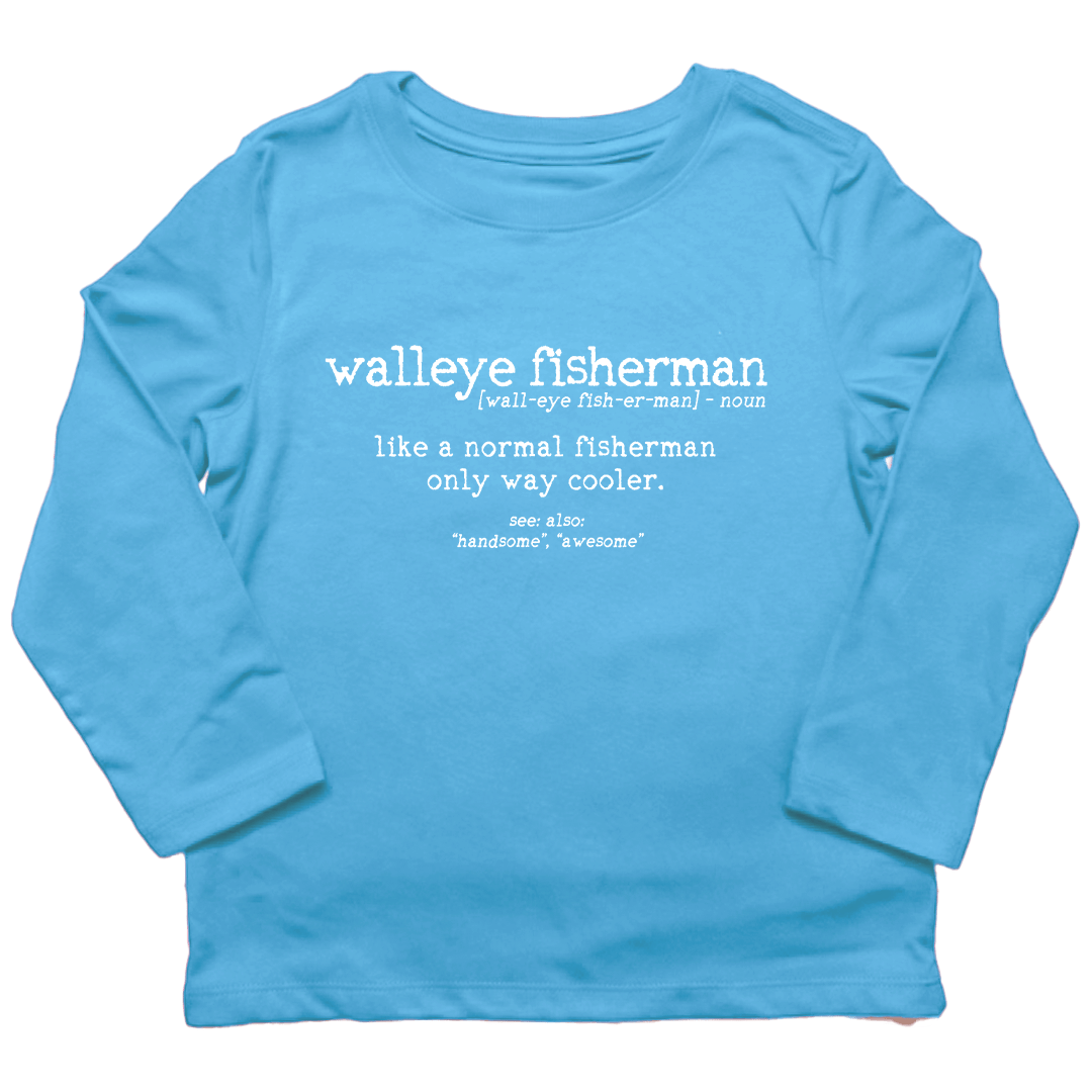 Walleye Fisherman Definition Kids Long Sleeve Tee - Muddy Boots Clothing - Long Sleeve Tee