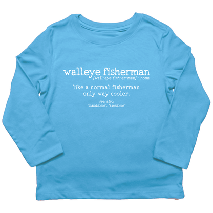 Walleye Fisherman Definition Kids Long Sleeve Tee - Muddy Boots Clothing - Long Sleeve Tee