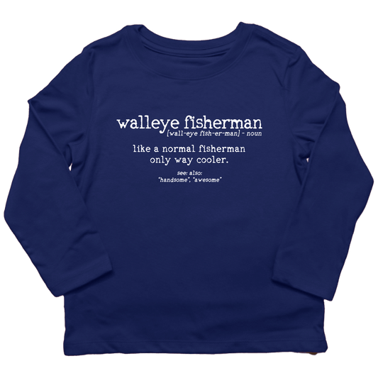 Walleye Fisherman Definition Kids Long Sleeve Tee - Muddy Boots Clothing - Long Sleeve Tee