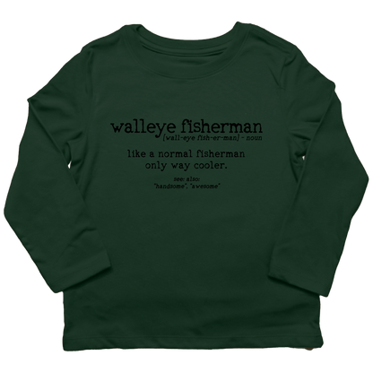 Walleye Fisherman Definition Kids Long Sleeve Tee - Muddy Boots Clothing - Long Sleeve Tee