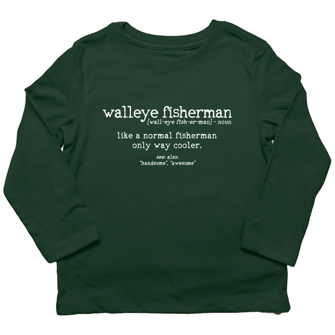 Walleye Fisherman Definition Kids Long Sleeve Tee - Muddy Boots Clothing - Long Sleeve Tee