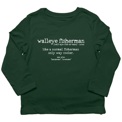 Walleye Fisherman Definition Kids Long Sleeve Tee - Muddy Boots Clothing - Long Sleeve Tee