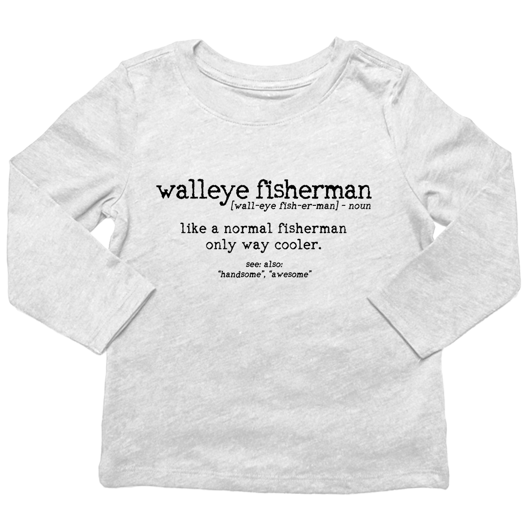 Walleye Fisherman Definition Kids Long Sleeve Tee - Muddy Boots Clothing - Long Sleeve Tee