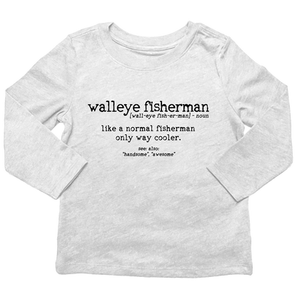 Walleye Fisherman Definition Kids Long Sleeve Tee - Muddy Boots Clothing - Long Sleeve Tee