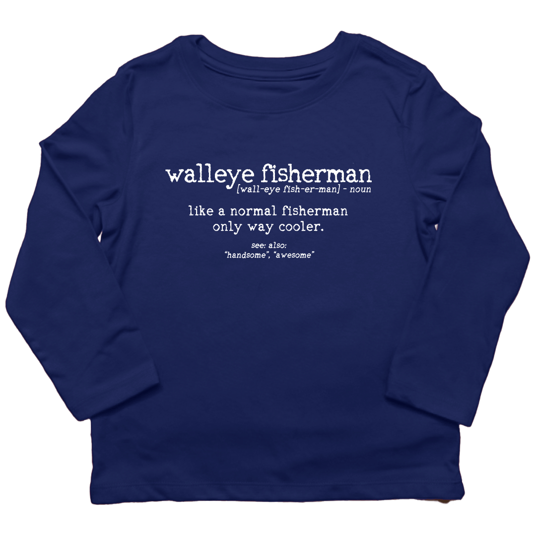 Walleye Fisherman Definition Kids Long Sleeve Tee - Muddy Boots Clothing - Long Sleeve Tee