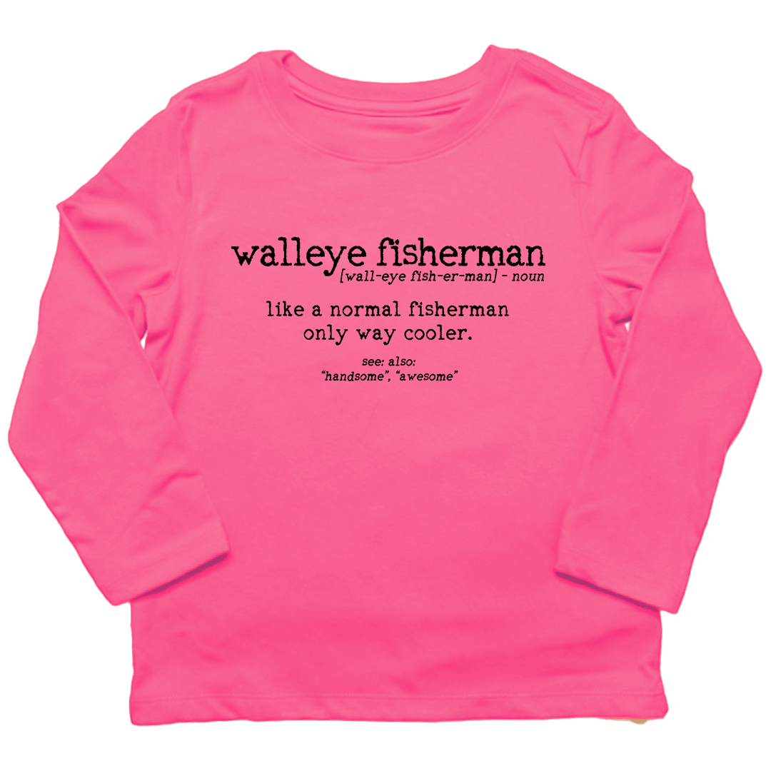 Walleye Fisherman Definition Kids Long Sleeve Tee - Muddy Boots Clothing - Long Sleeve Tee
