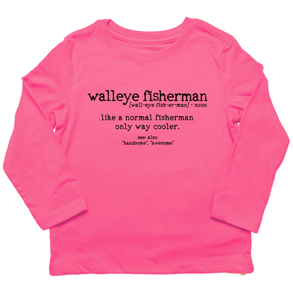 Walleye Fisherman Definition Kids Long Sleeve Tee - Muddy Boots Clothing - Long Sleeve Tee