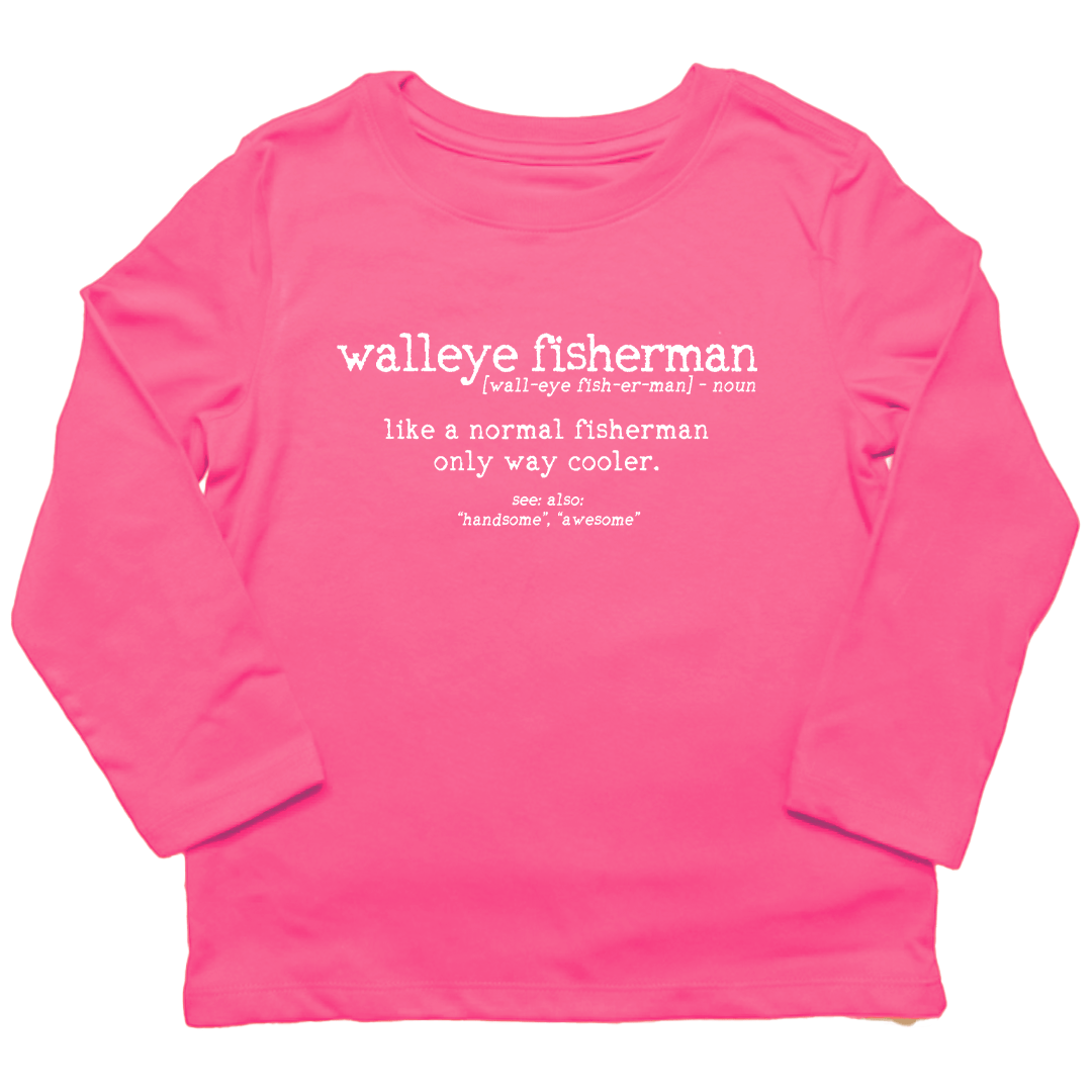 Walleye Fisherman Definition Kids Long Sleeve Tee - Muddy Boots Clothing - Long Sleeve Tee