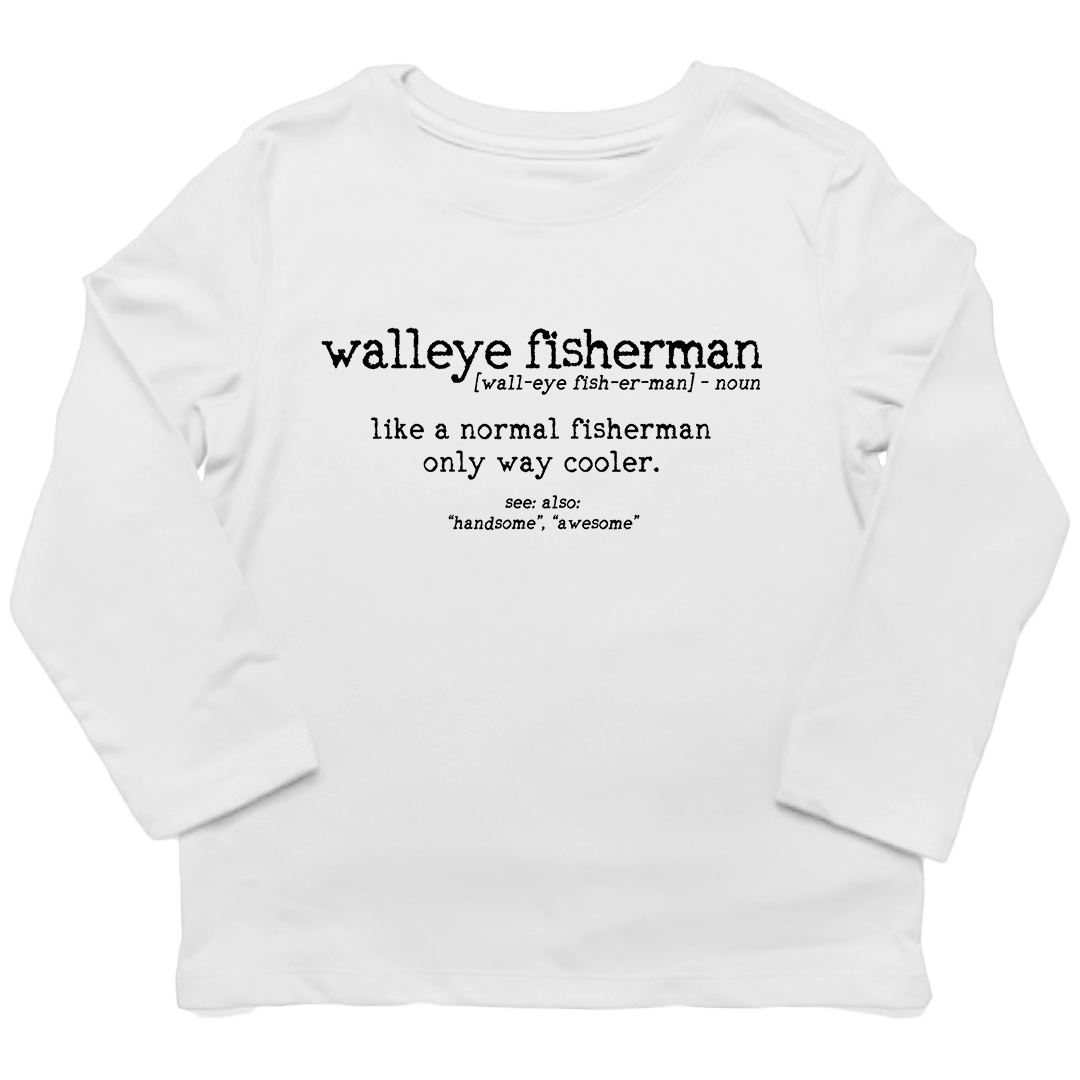 Walleye Fisherman Definition Kids Long Sleeve Tee - Muddy Boots Clothing - Long Sleeve Tee