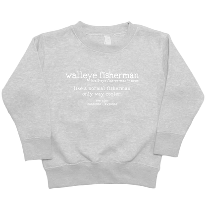Walleye Fisherman Definition Toddler Crew Neck Sweatshirt - Muddy Boots Clothing - Crew Neck Sweatshirt