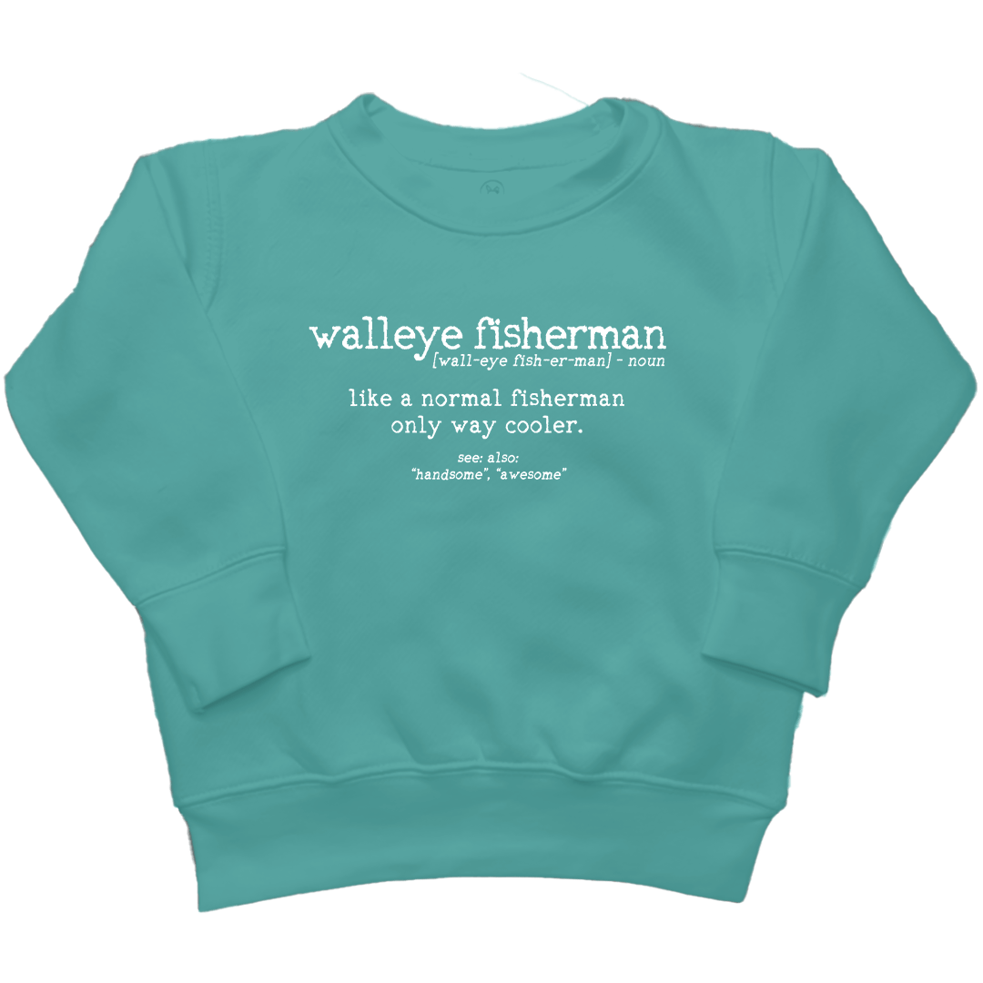 Walleye Fisherman Definition Toddler Crew Neck Sweatshirt - Muddy Boots Clothing - Crew Neck Sweatshirt