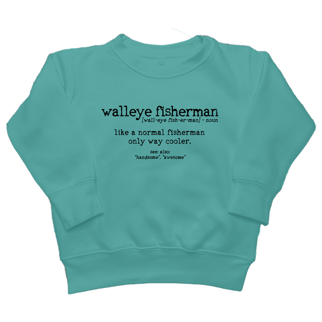 Walleye Fisherman Definition Toddler Crew Neck Sweatshirt - Muddy Boots Clothing - Crew Neck Sweatshirt