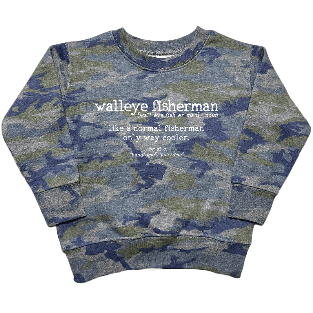 Walleye Fisherman Definition Toddler Crew Neck Sweatshirt - Muddy Boots Clothing - Crew Neck Sweatshirt