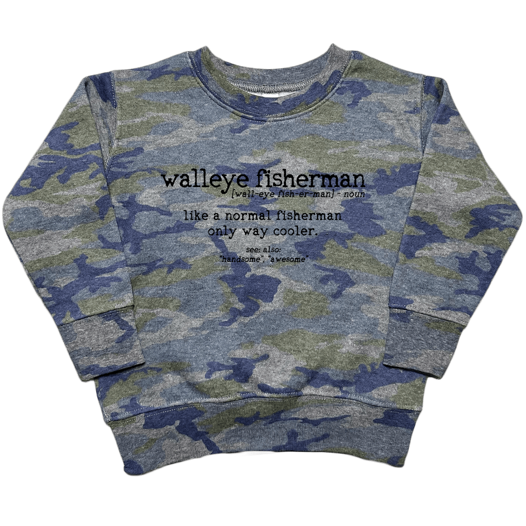 Walleye Fisherman Definition Toddler Crew Neck Sweatshirt - Muddy Boots Clothing - Crew Neck Sweatshirt