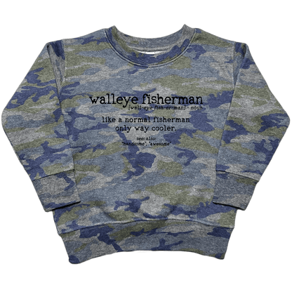 Walleye Fisherman Definition Toddler Crew Neck Sweatshirt - Muddy Boots Clothing - Crew Neck Sweatshirt