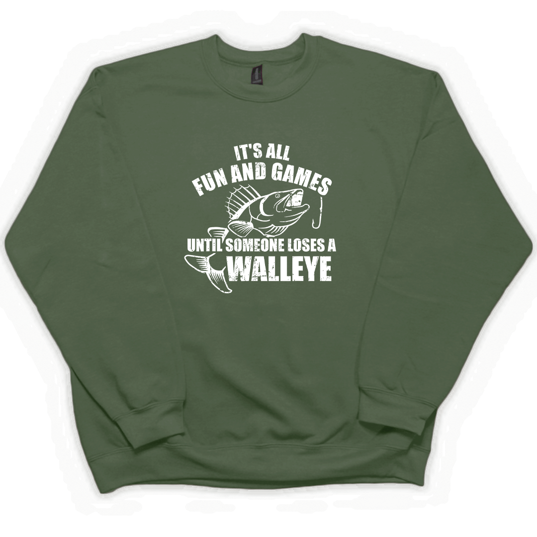 Walleye Games Adult Crew Neck Sweatshirt - Muddy Boots Clothing - Crew Neck Sweatshirt
